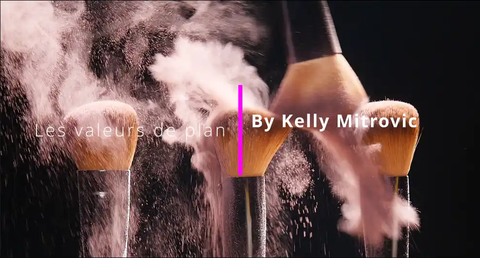 Capture d'écran de la vidéo Les Valeurs de Plan par Kelly Mitrovic, pinceaux de maquillage et nuage de poudre - à découvrir sur mon portfolio, kelly-ui.com